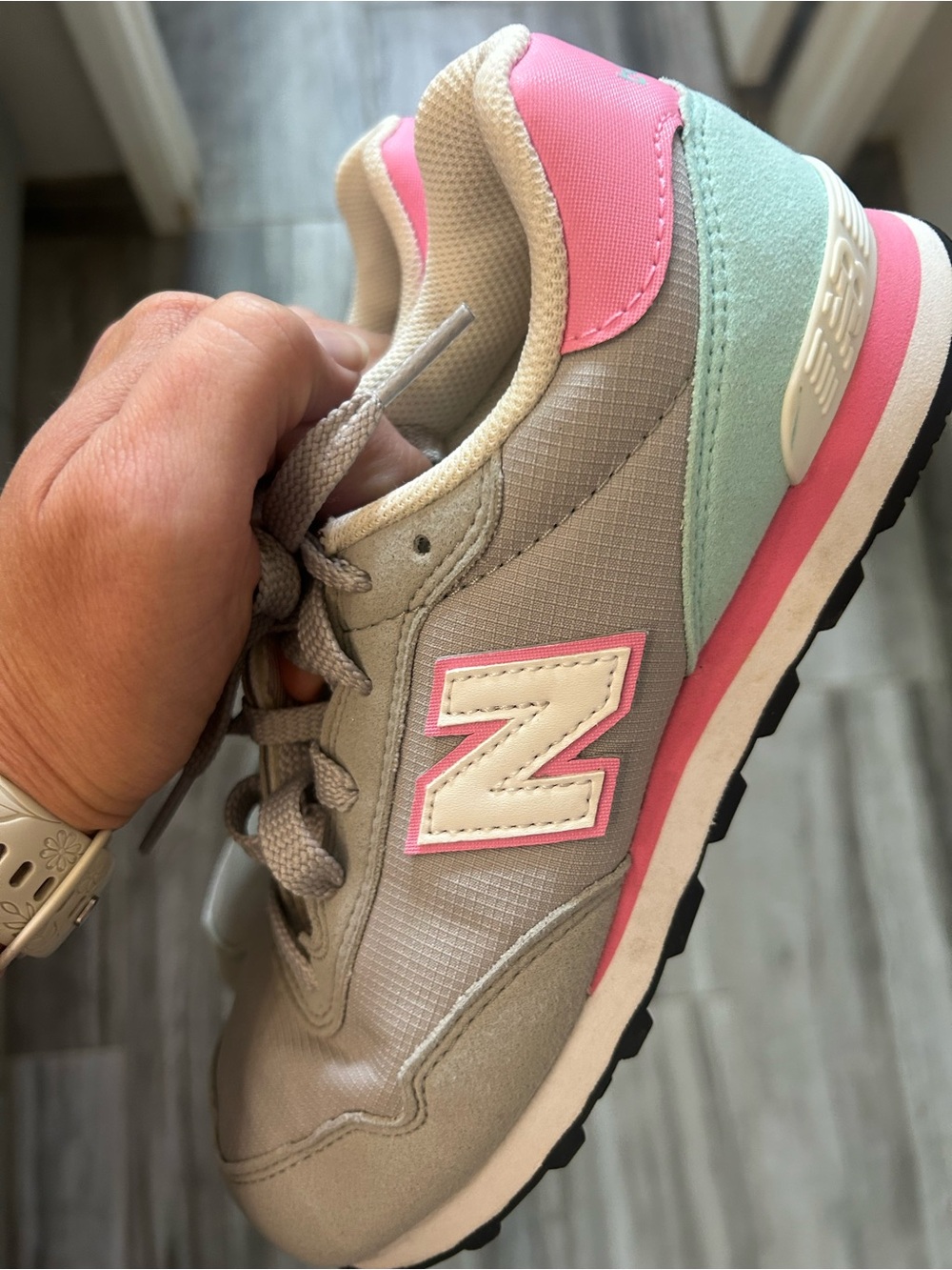 New Balance Kids Sneakers in Gray, Pink & Mint